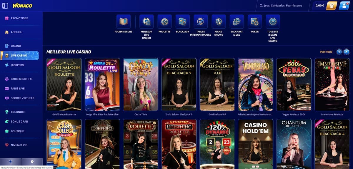 Casino live Wonaco Casino