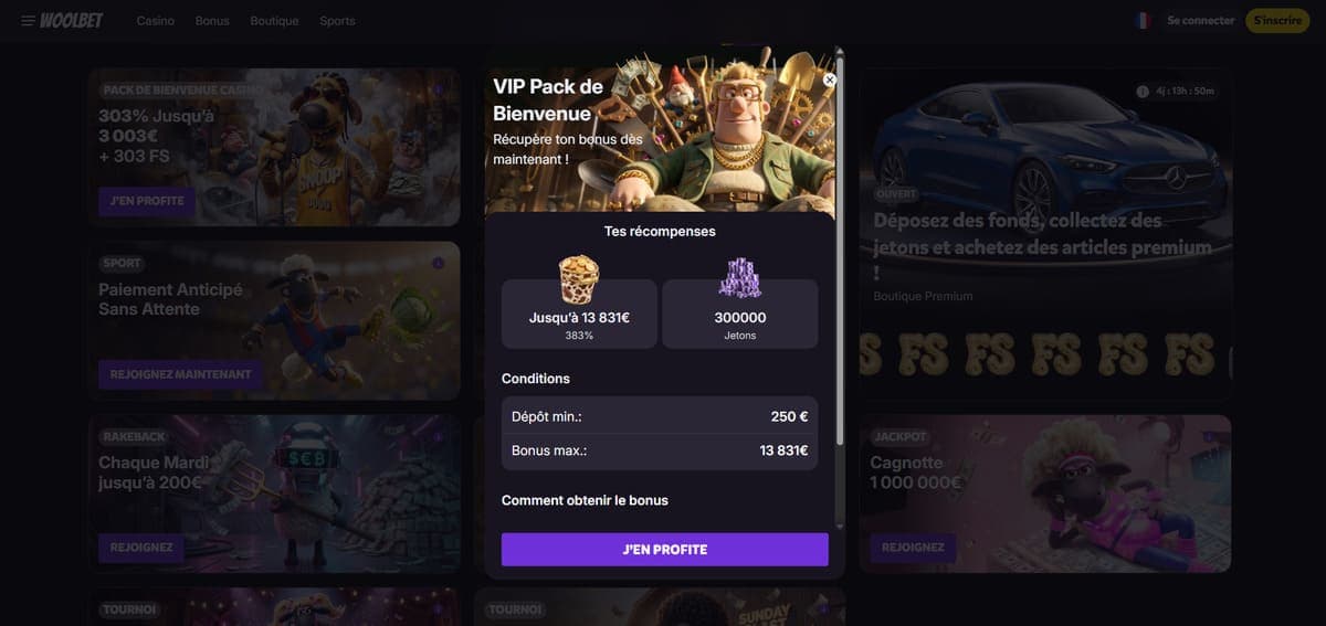VIP pack Woolbet Casino