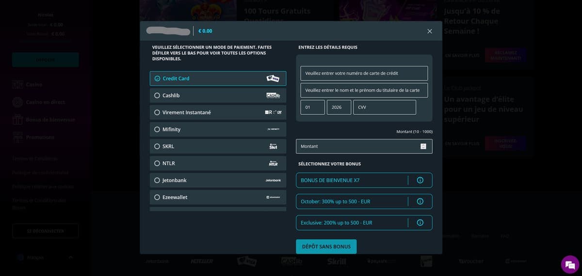 Dépôt X7 Casino