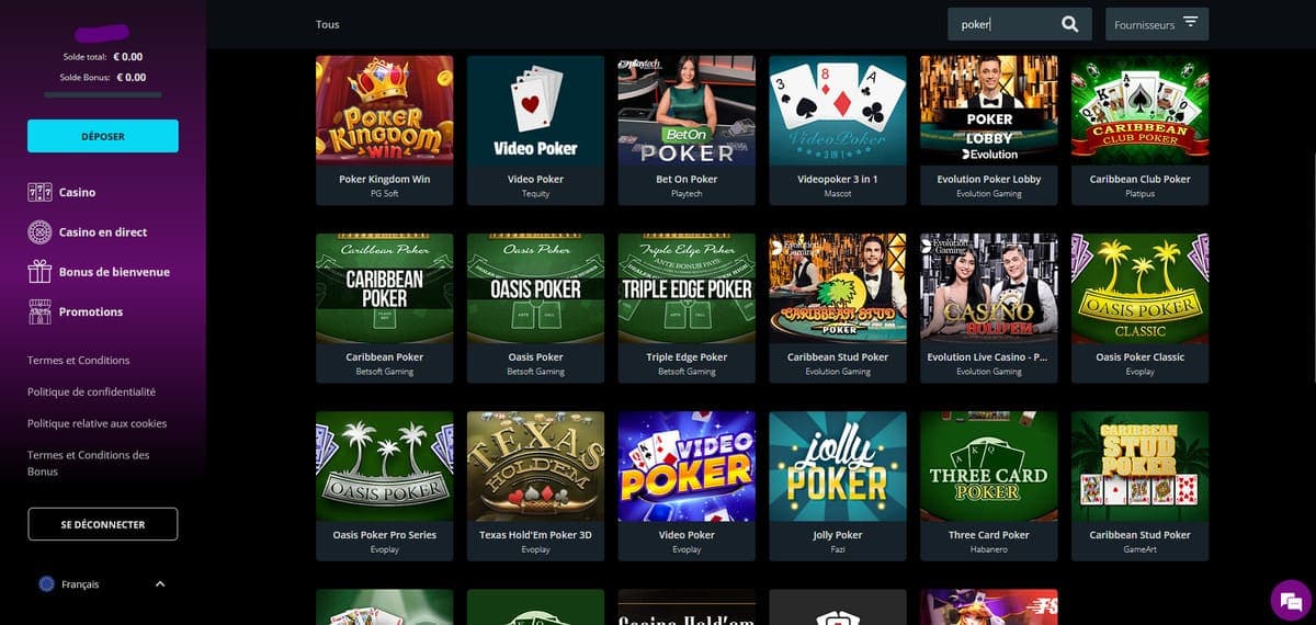 Jeux de table X7 Casino