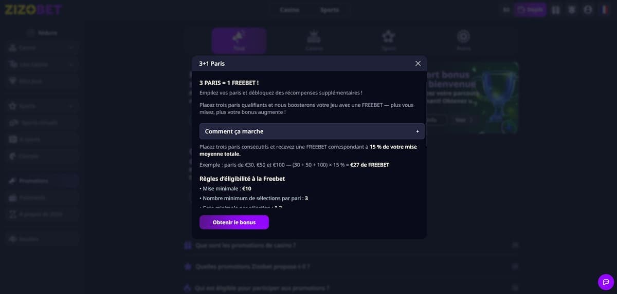 Freebet Zizobet Casino