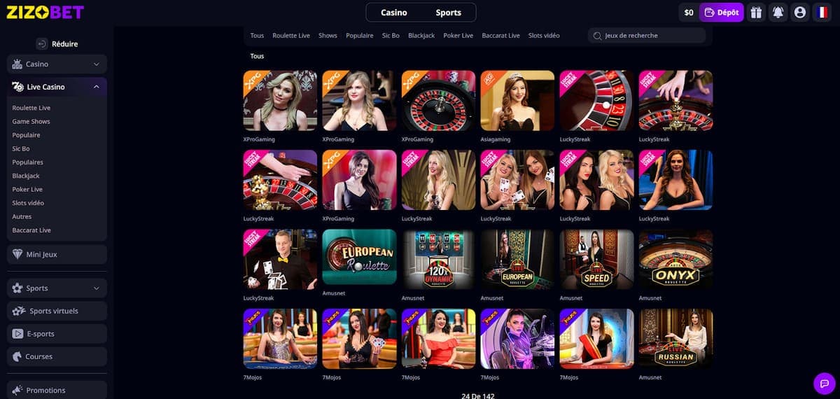 Live Zizobet Casino