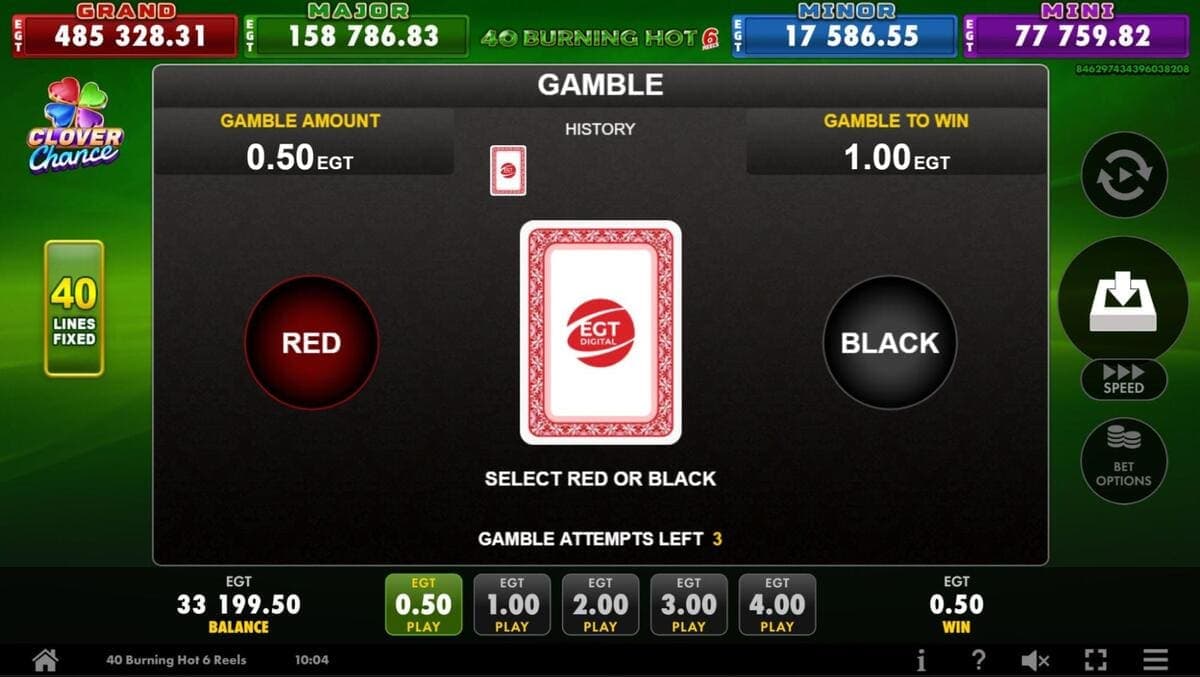 Gamble 40 Burning Hot 6 Reels Jeu