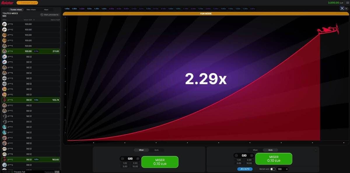 multiplicateur jeu Aviator