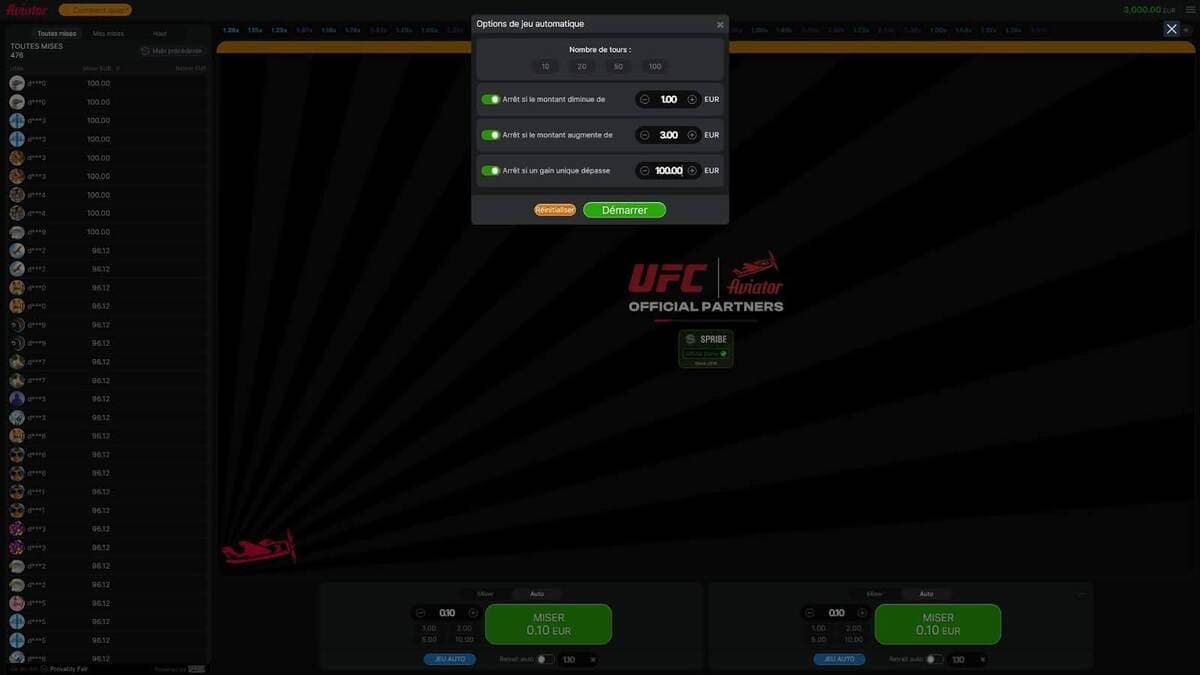 options jeu automatique jeu Aviator