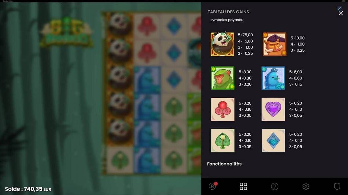 Symboles Big Bamboo Slot