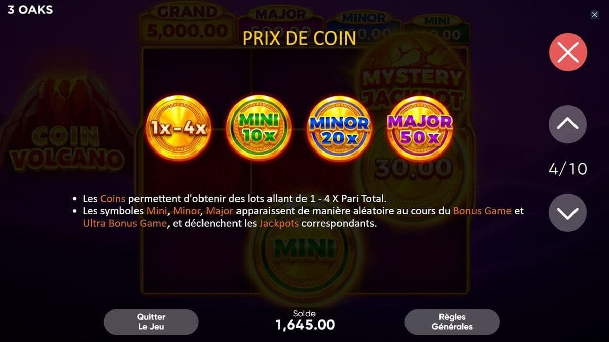Sticky coins Coin Volcano jeu