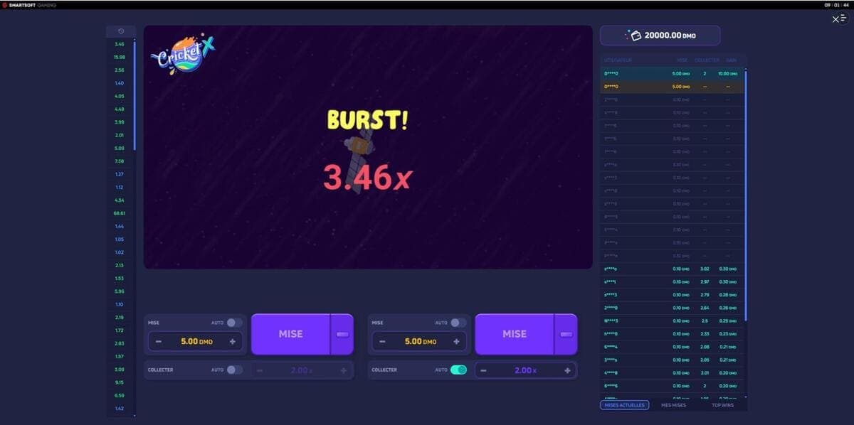 Burst Cricketer X Jeu
