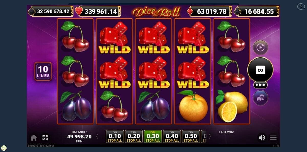 Jackpot cards Dice and Roll Jeu