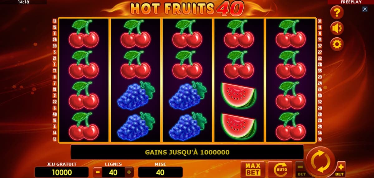 Machine à sous Hot Fruits 40 Jeu