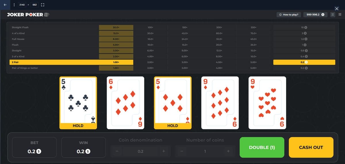 Gameplay Joker Poker (InOut) Jeu