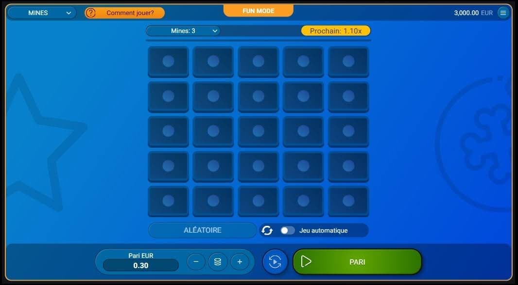 Niveau de risque Mines Spribe Jeu