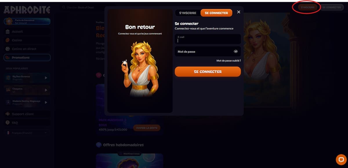 Inscription Aphrodite Casino