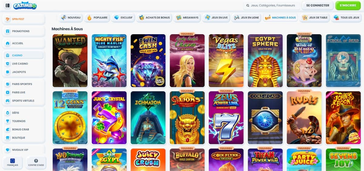 Machines à sous Cazimbo Casino