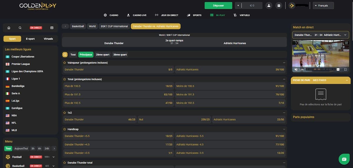 Paris en direct GoldenPlay Casino