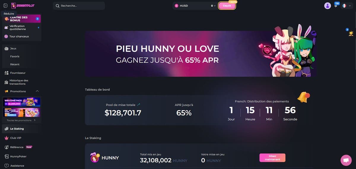 Staking HunnyPlay Casino