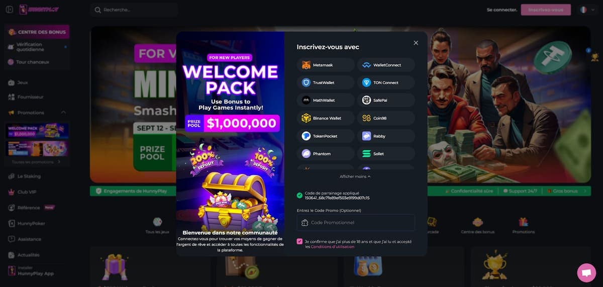 Welcome Pack HunnyPlay Casino