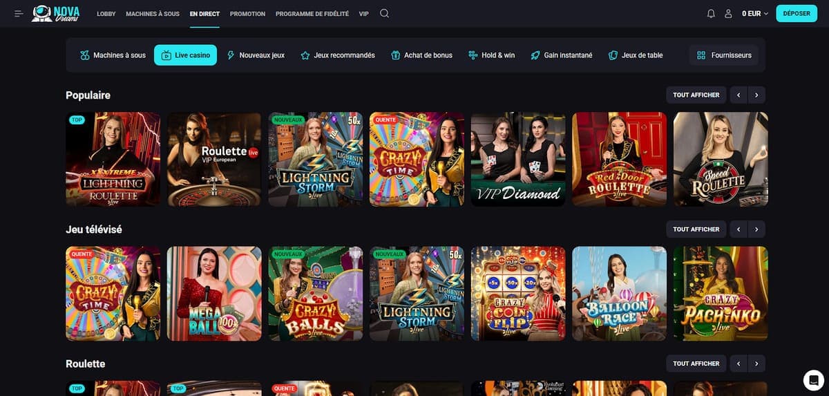 Live casino Nova Dreams Casino