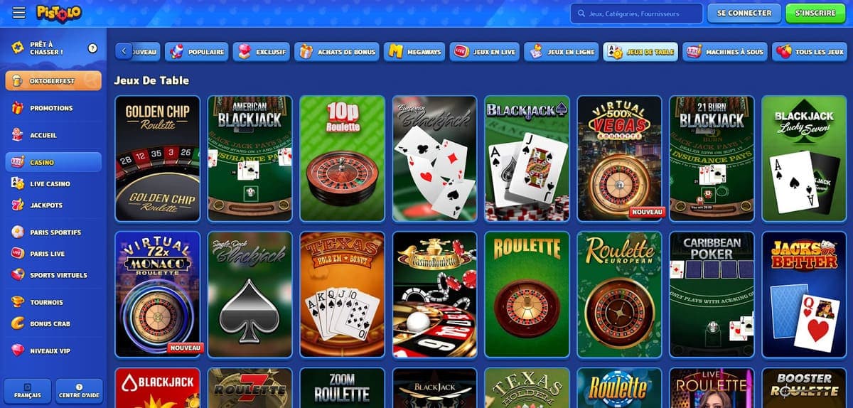 Jeux de table Pistolo Casino