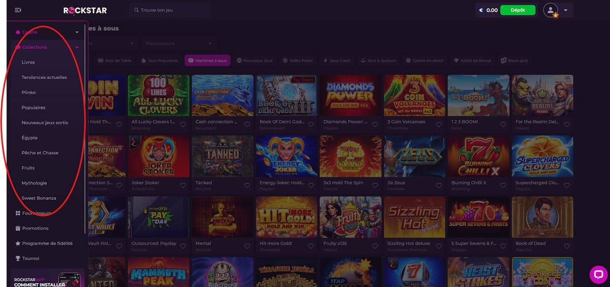 Machines à sous Rockstar Casino