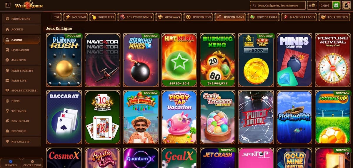 Mini jeux WildRobin Casino
