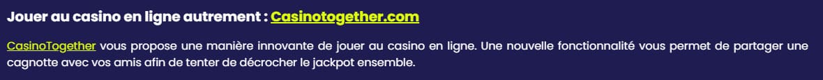 Jouer autrement - Casino Together