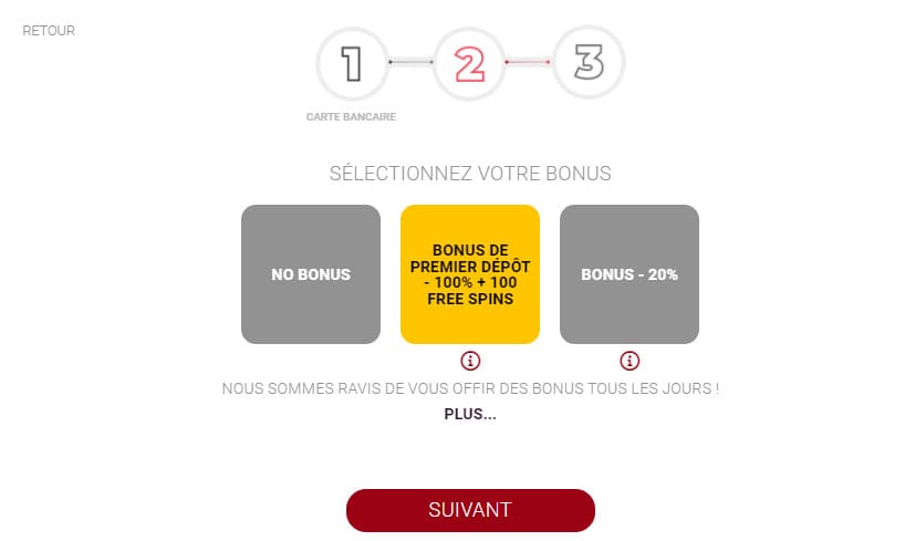 Choix du Bonus Nevada Win