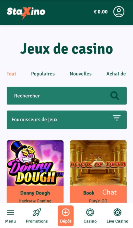 Vérification mobile casino StaXino